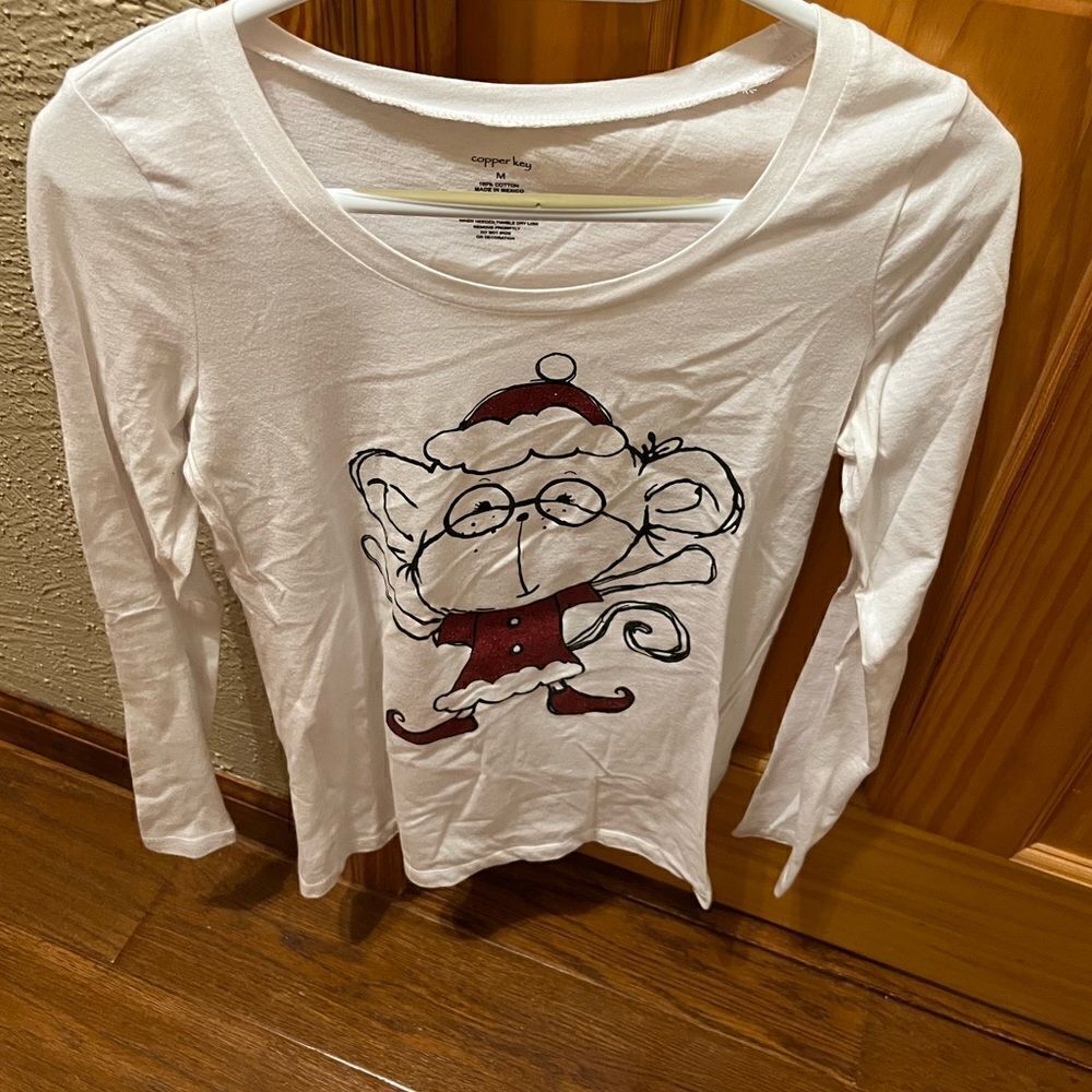 Copper Key juniors medium glitter Christmas top